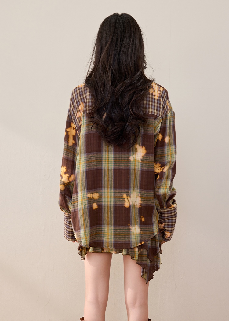 Niche plaid fashion spring loose shirt for women