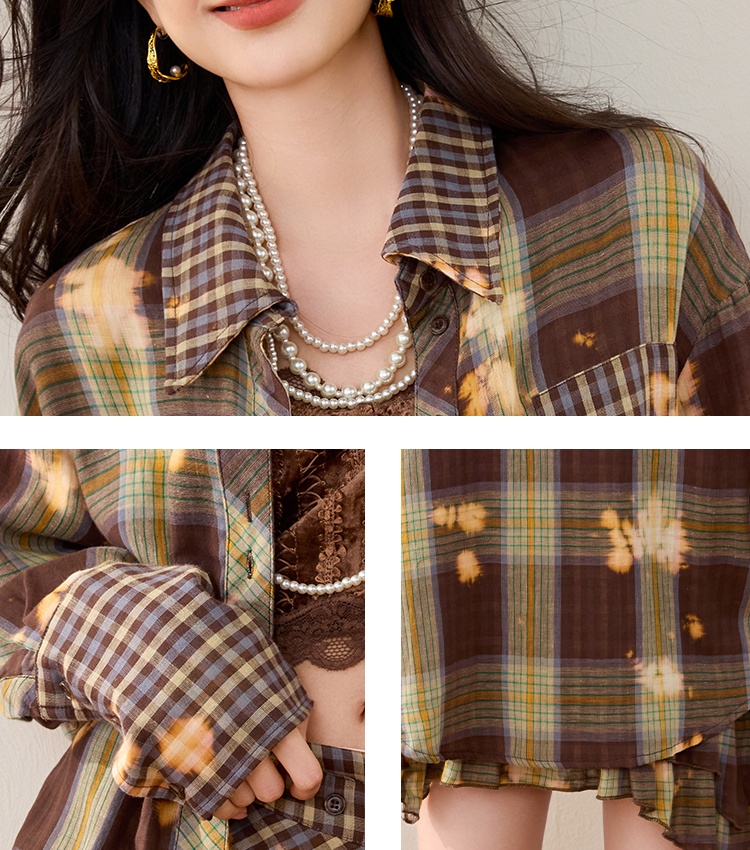 Niche plaid fashion spring loose shirt for women