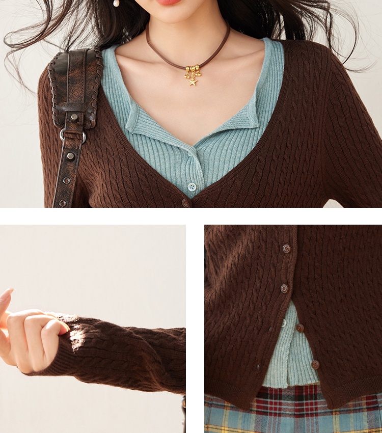 Slim Pseudo-two tops Western style fashionable sweater