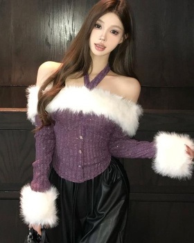 Removable winter strapless maiden fur collar tops