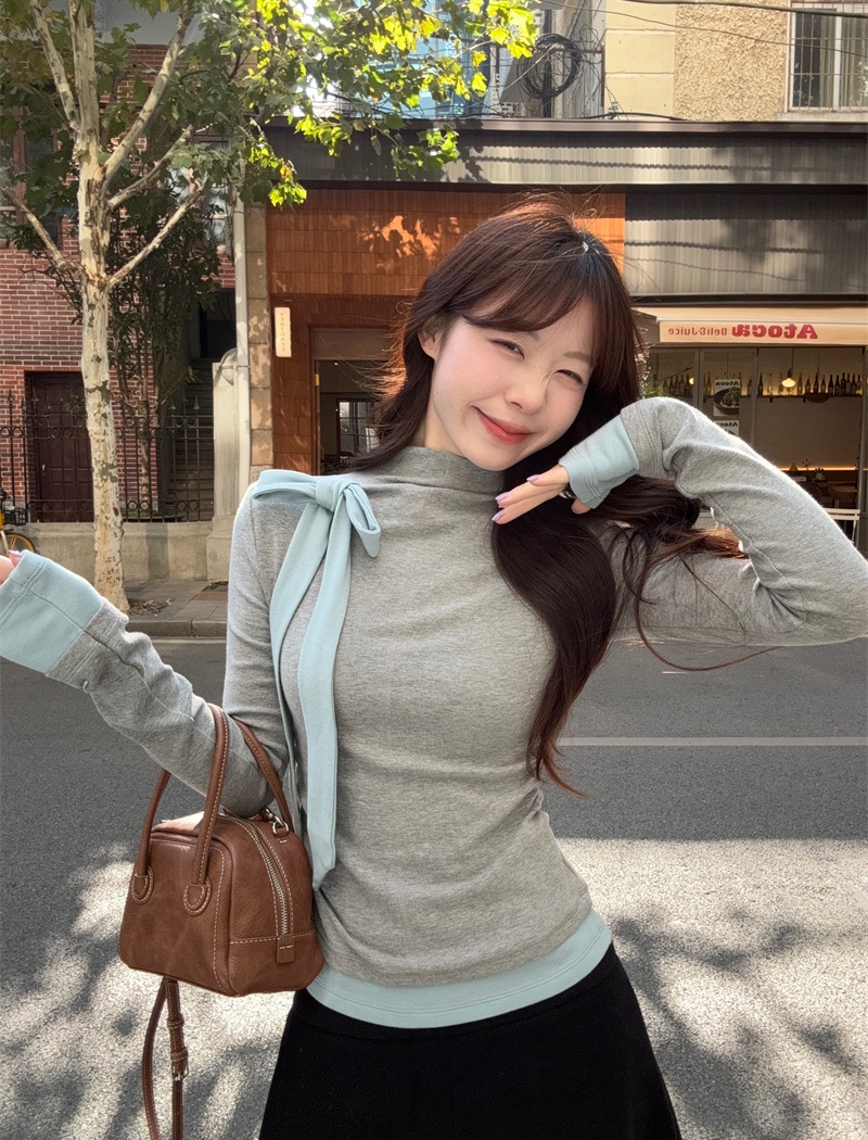 Long sleeve bottoming shirt sueding T-shirt for women