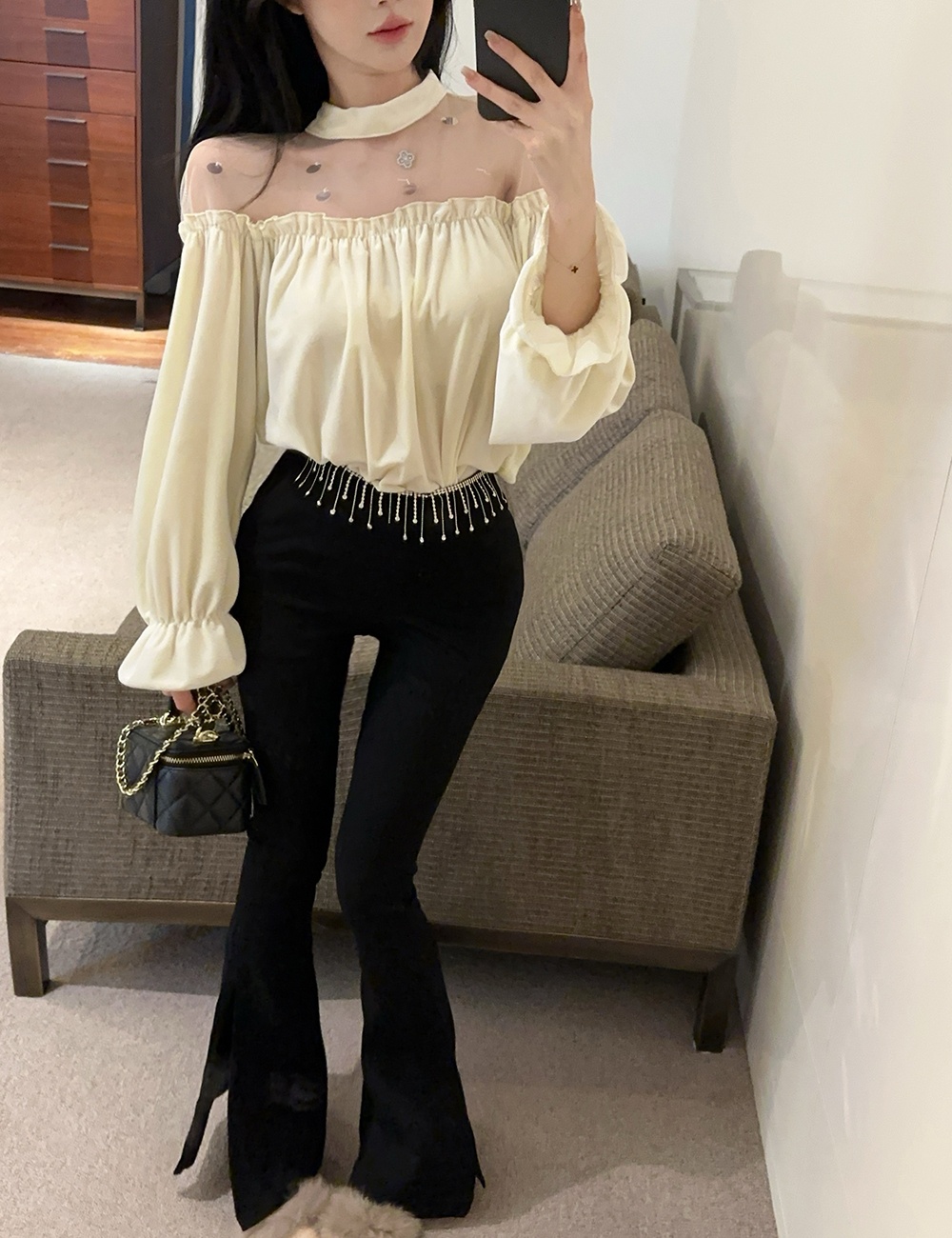 Chain casual pants fashion diamond long pants