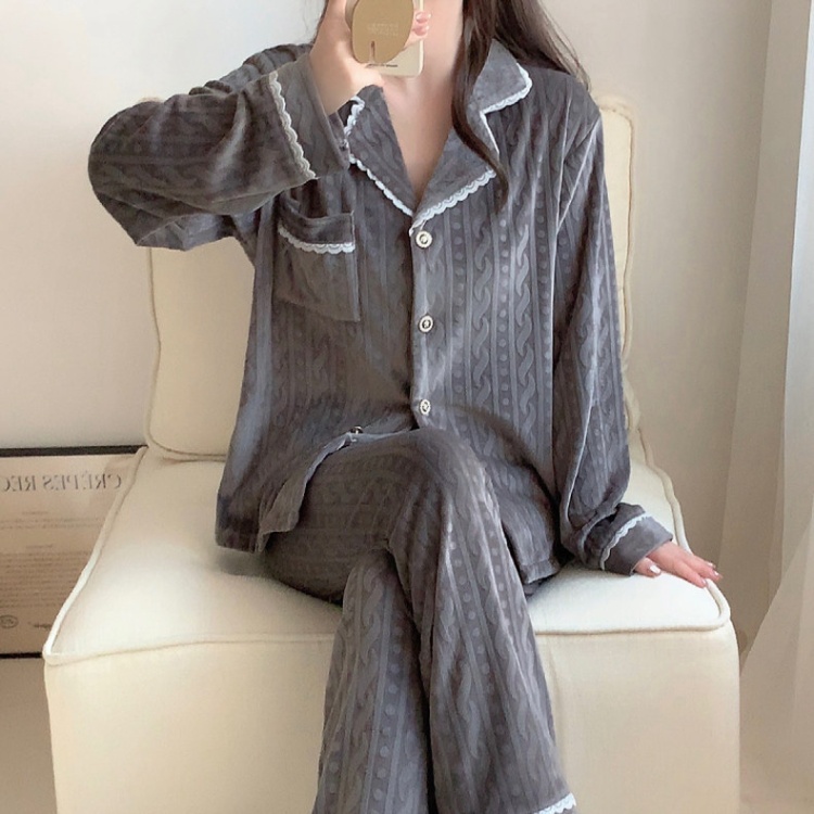 Korean style pajamas simple cardigan a set for women