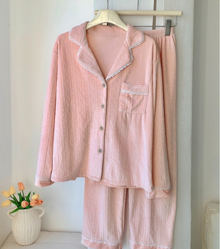 Korean style pajamas simple cardigan a set for women