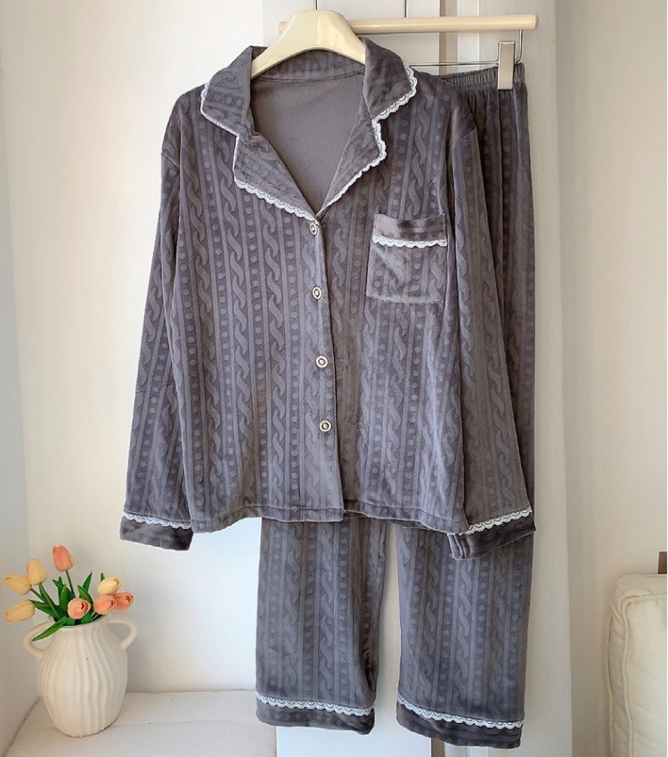 Korean style pajamas simple cardigan a set for women