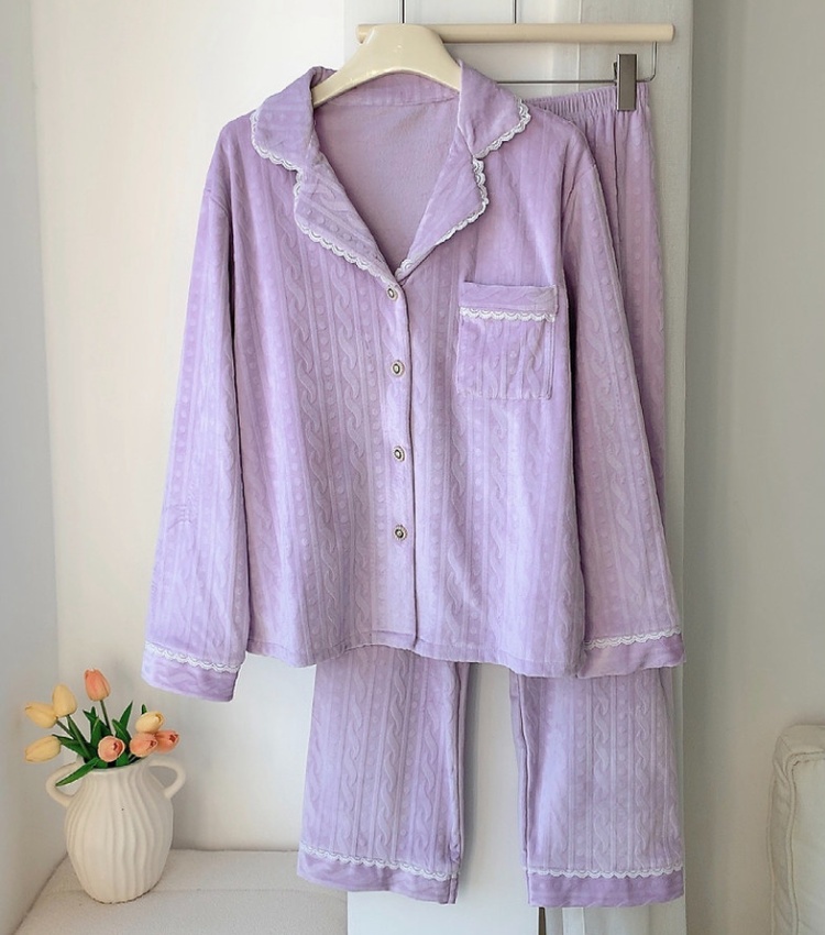 Korean style pajamas simple cardigan a set for women