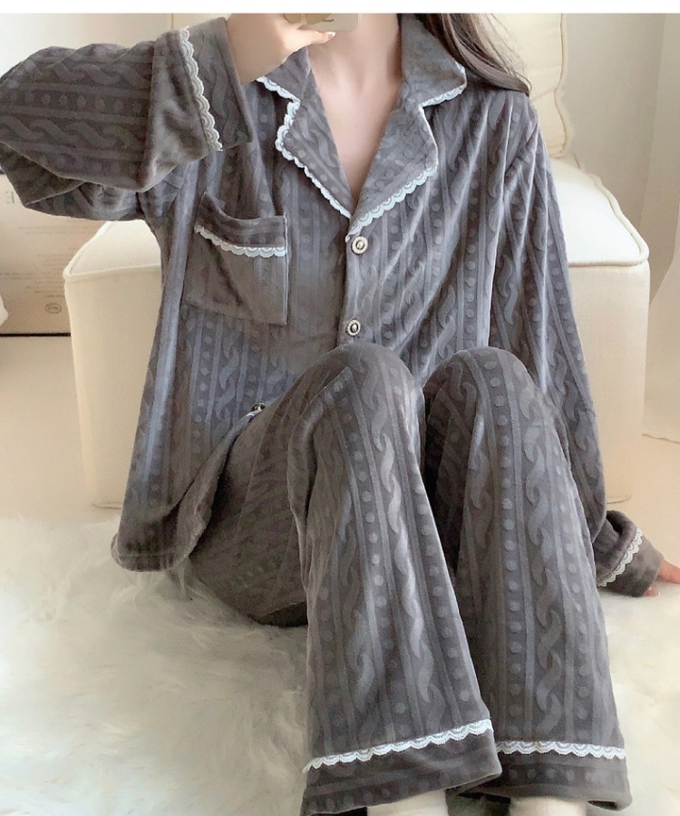 Korean style pajamas simple cardigan a set for women