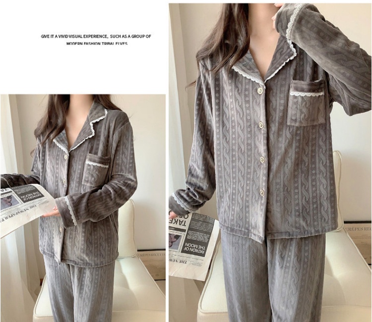 Korean style pajamas simple cardigan a set for women