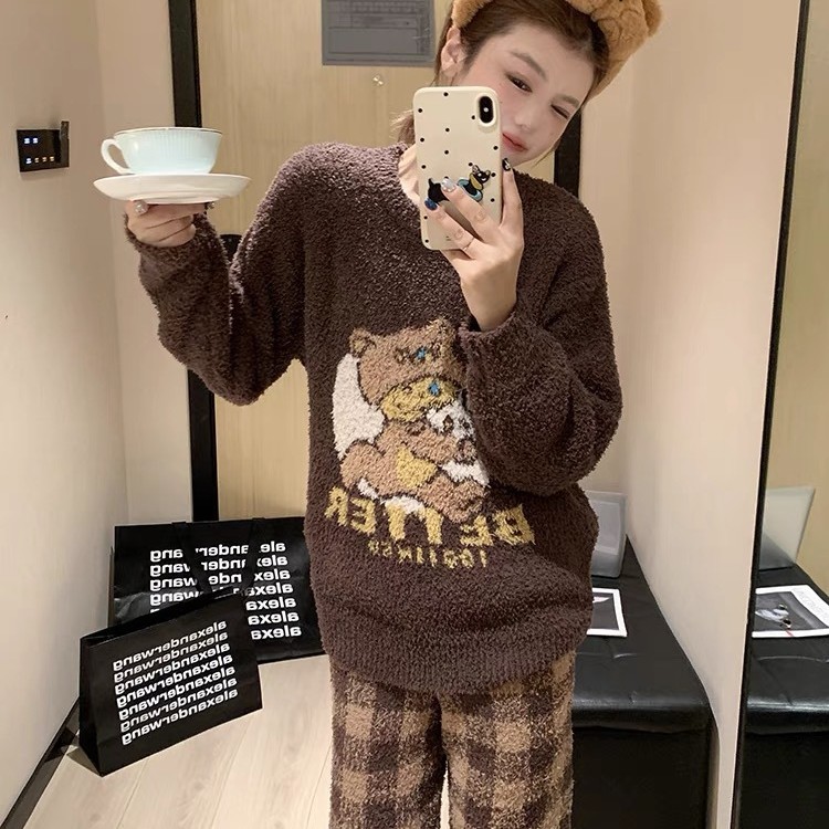 Japanese style cubs thick homewear pajamas for women