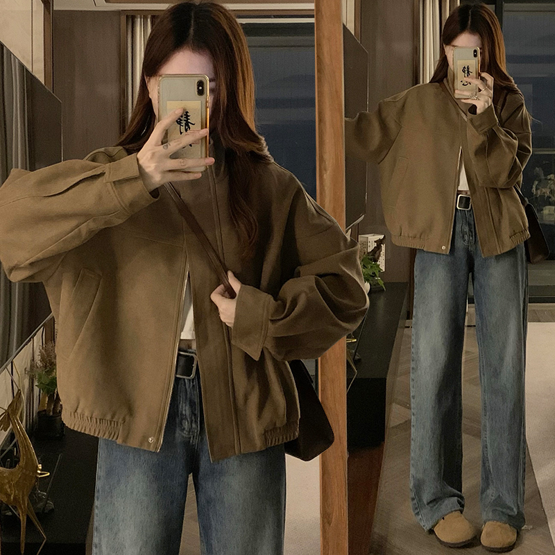 Casual Western style tops khaki jacket