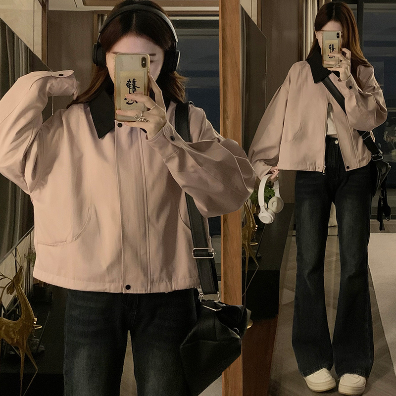 Pink show young Casual tops small fellow mixed colors coat