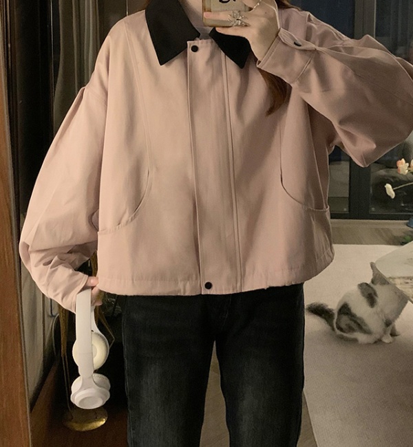 Pink show young Casual tops small fellow mixed colors coat