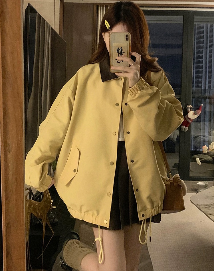 Retro mixed colors loose coat lapel Casual jacket