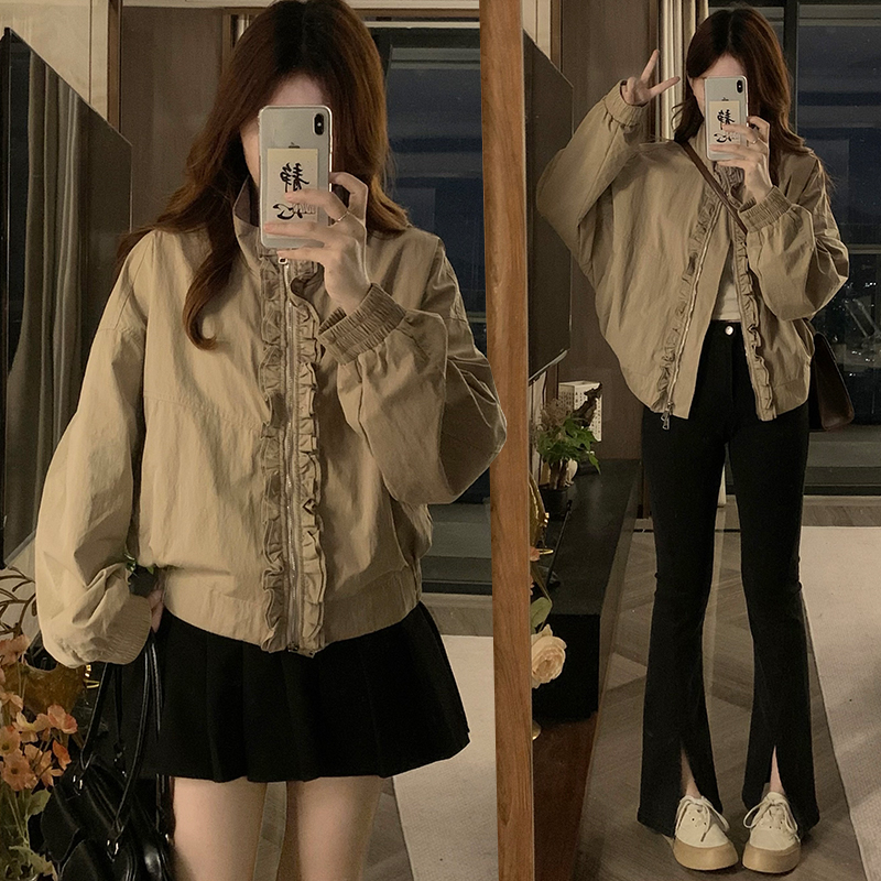 Korean style Western style khaki temperament coat