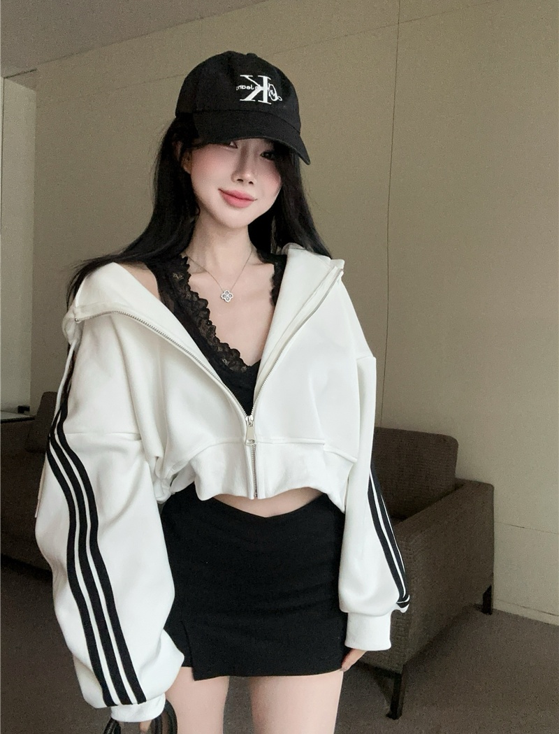 Korean style short coat loose high waist hoodie