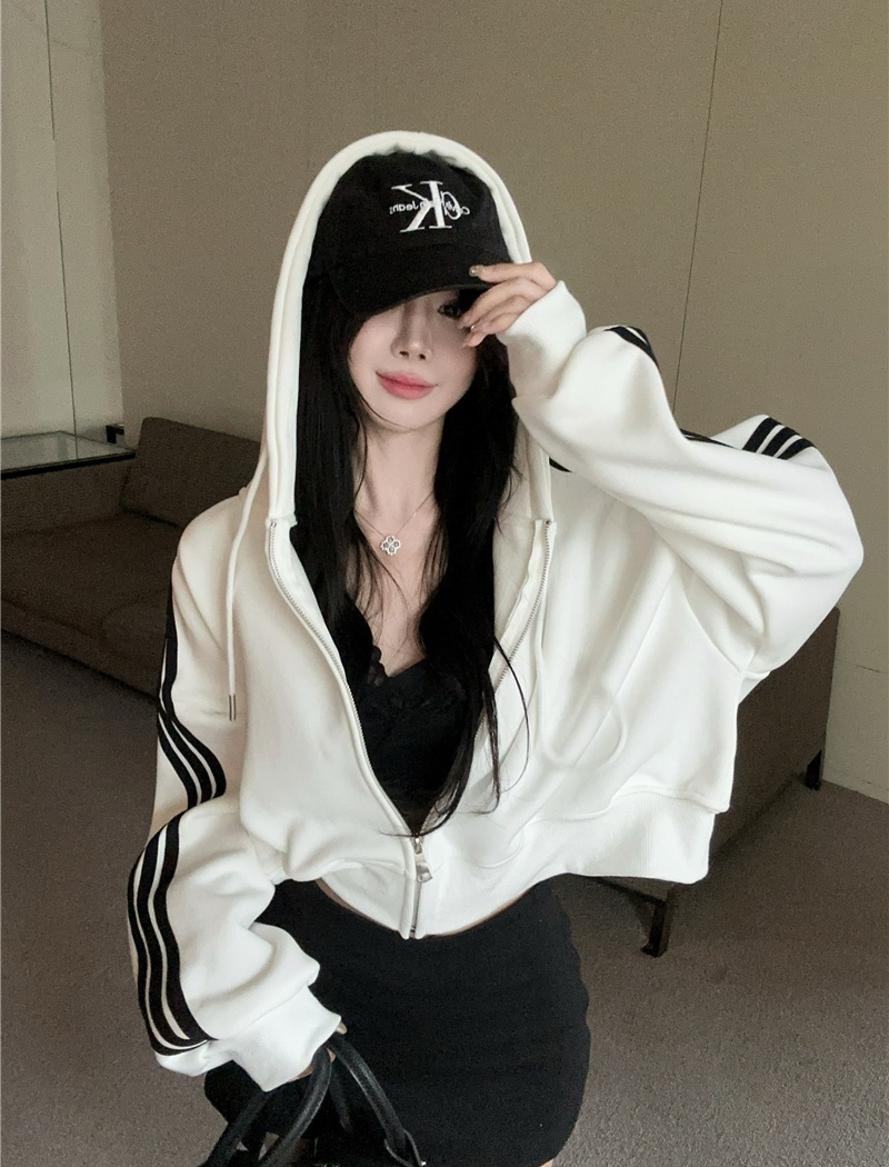 Korean style short coat loose high waist hoodie