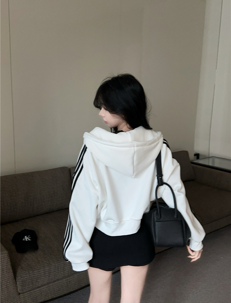 Korean style short coat loose high waist hoodie