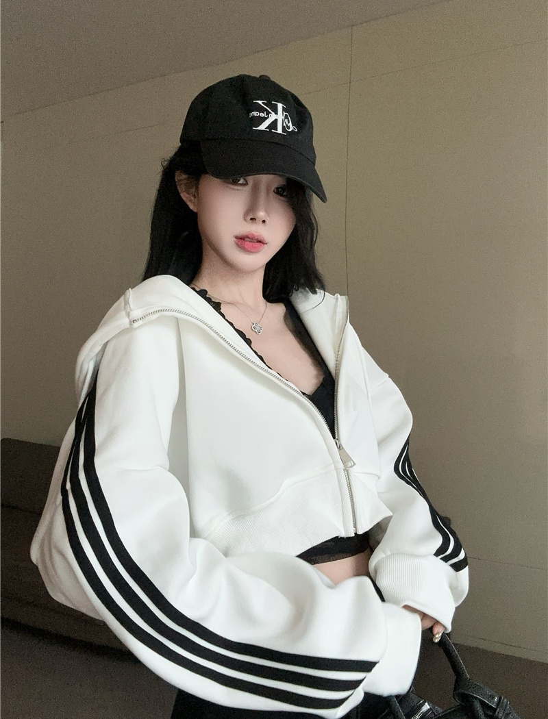 Korean style short coat loose high waist hoodie