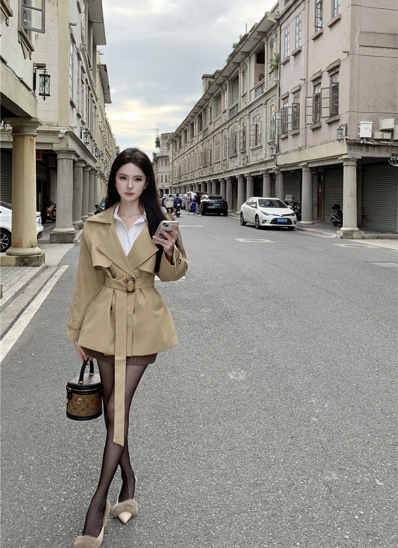 Slim France style coat spring short windbreaker