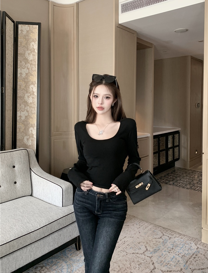 Bottoming sexy long sleeve tops lace enticement T-shirt