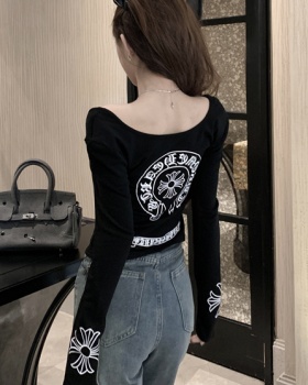 Printing bottoming T-shirt inside the ride slim tops for women