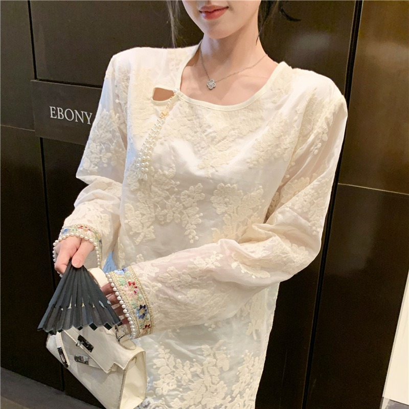 Embroidery shirt all-match small shirt for women