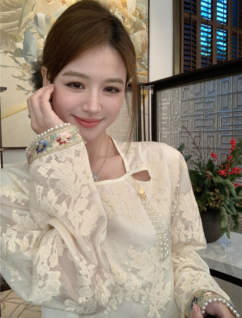 Embroidery shirt all-match small shirt for women