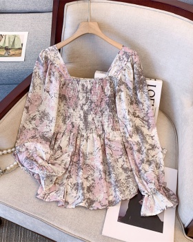 Chiffon short shirt fat square collar tops for women