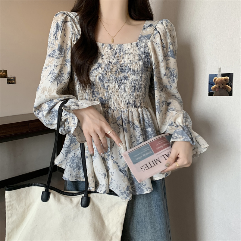 Cover belly chiffon shirt large yard floral tops for women