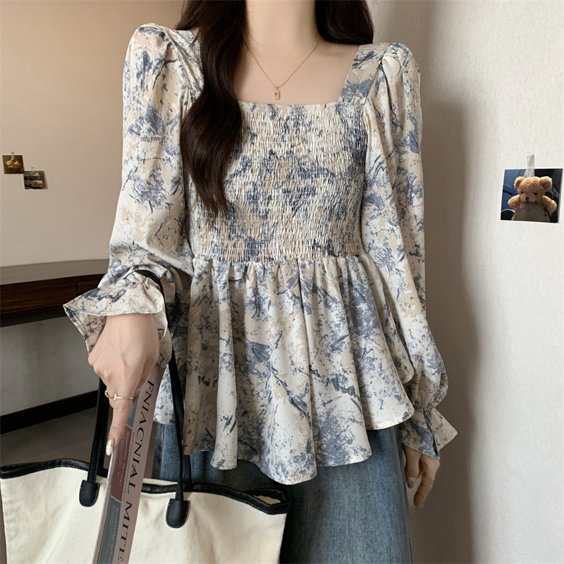 Cover belly chiffon shirt large yard floral tops for women