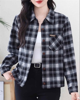 Autumn and winter plaid coat long sleeve shirt for women