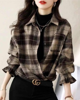 Loose autumn tops plaid autumn and winter shirt for women