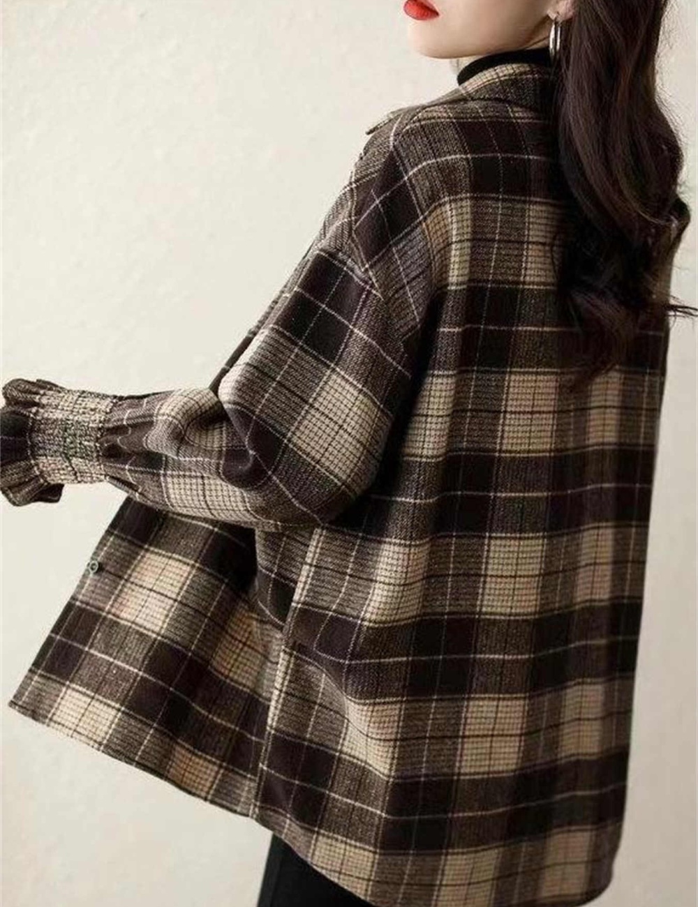 Loose autumn tops plaid autumn and winter shirt for women