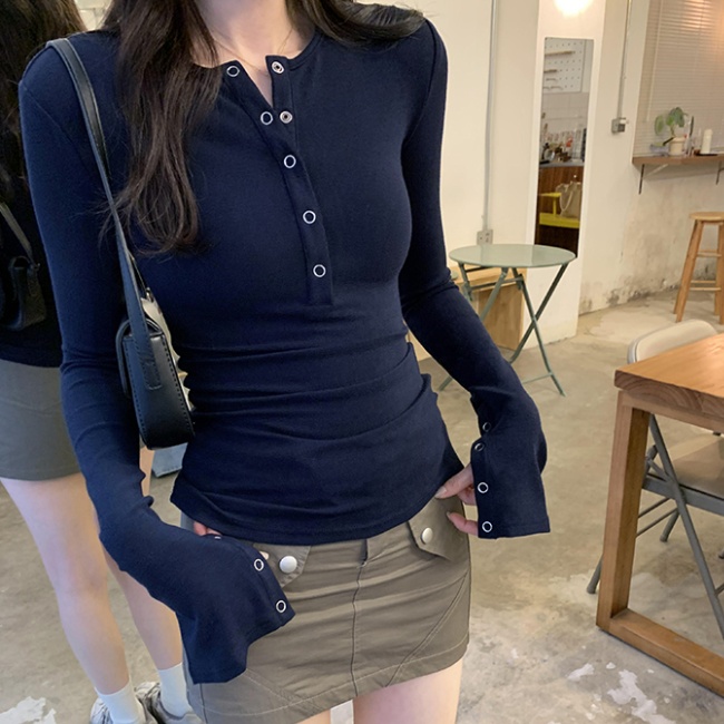 Korean style T-shirt long sleeve bottoming shirt