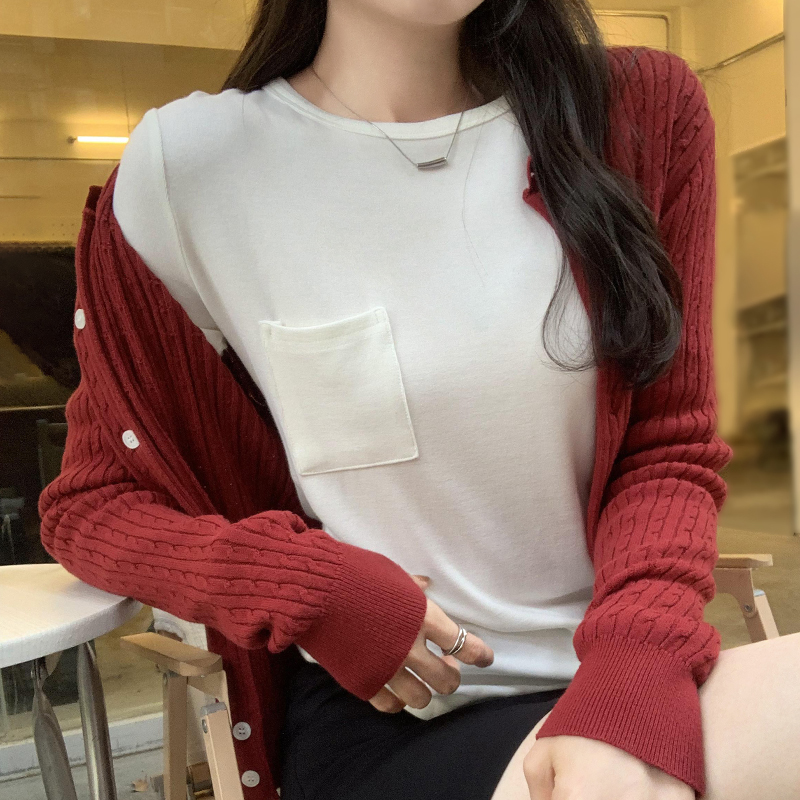 Long sleeve bottoming shirt slim tops for women