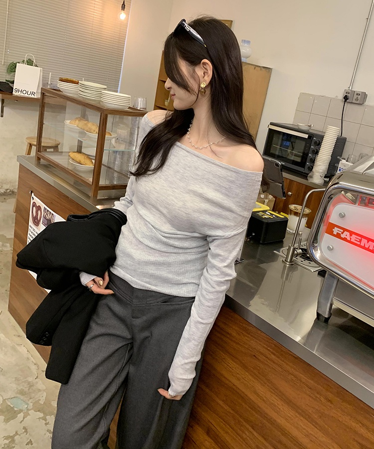 White sweater autumn and winter bottoming shirt for women