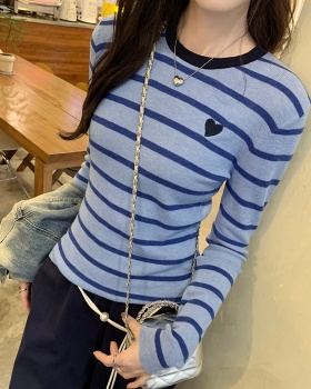 Knitted wool tops mixed colors bottoming shirt for women