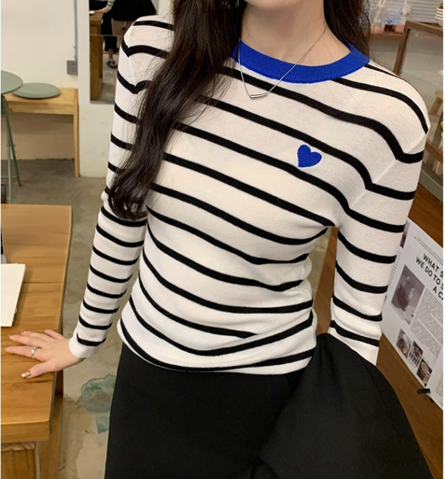 Knitted wool tops mixed colors bottoming shirt for women