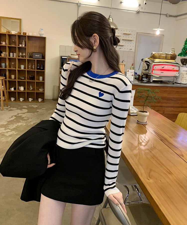 Knitted wool tops mixed colors bottoming shirt for women