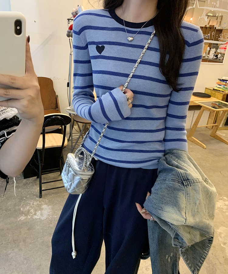 Knitted wool tops mixed colors bottoming shirt for women