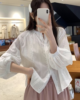 Casual autumn and winter unique tops white light luxury shirt