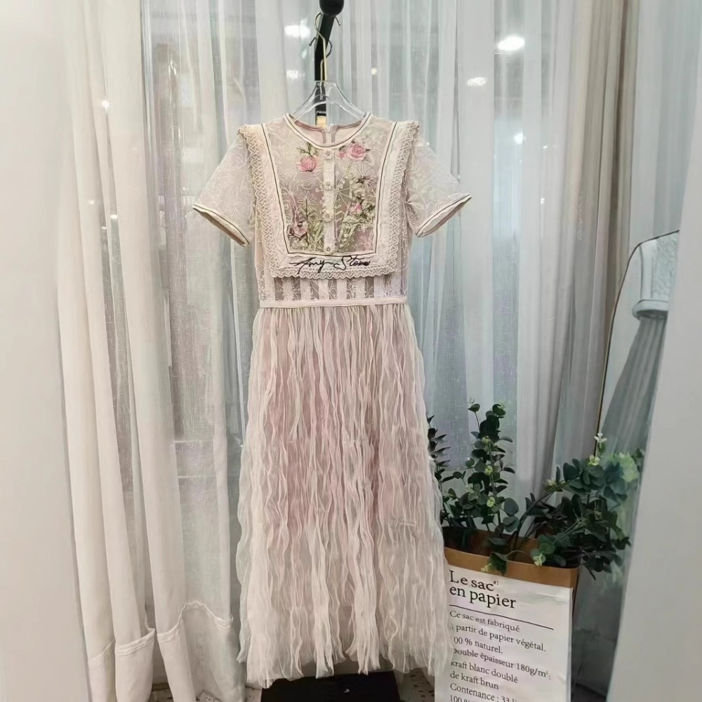 Lace embroidered flowers dress gauze vacation shawl