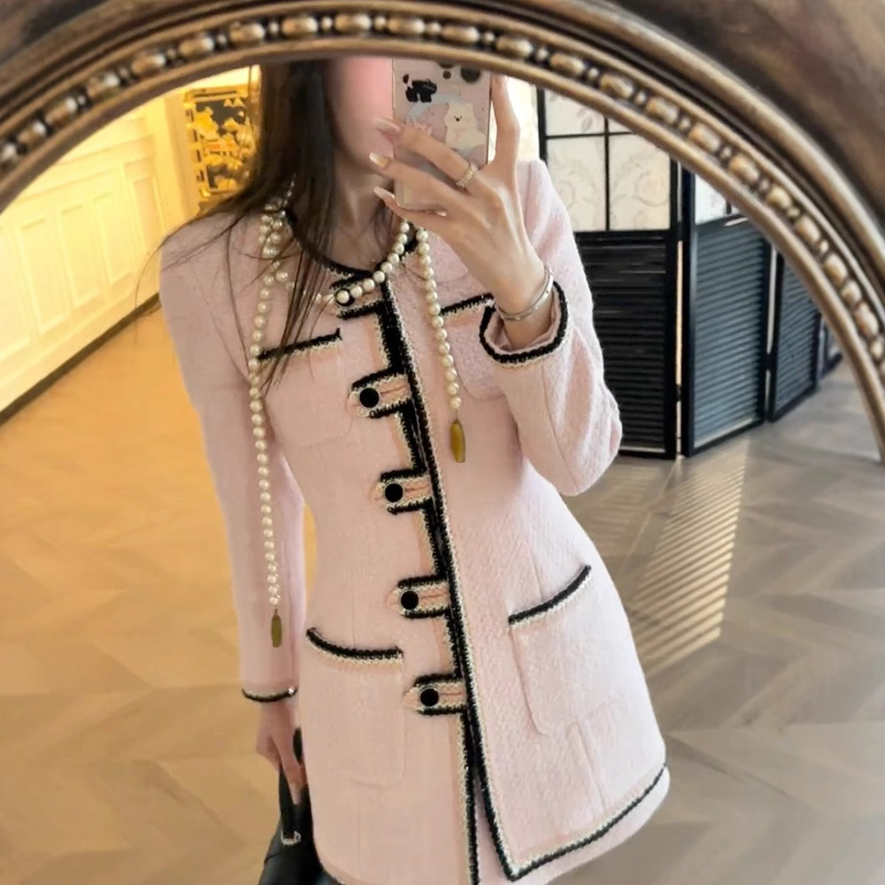 Temperament chanelstyle short skirt pink coat a set for women