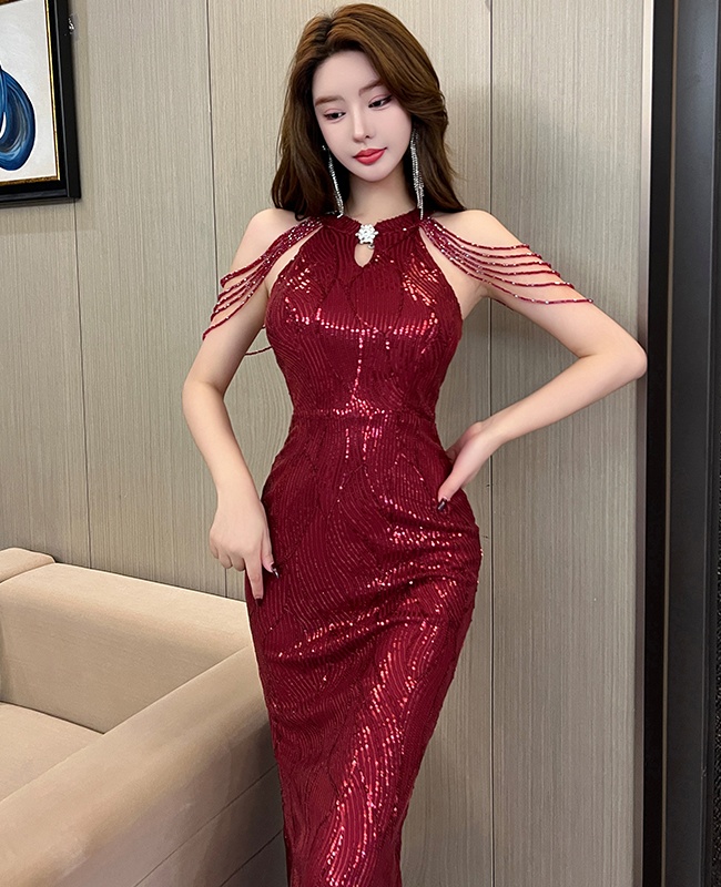 Temperament banquet niche preside shiny mermaid dress