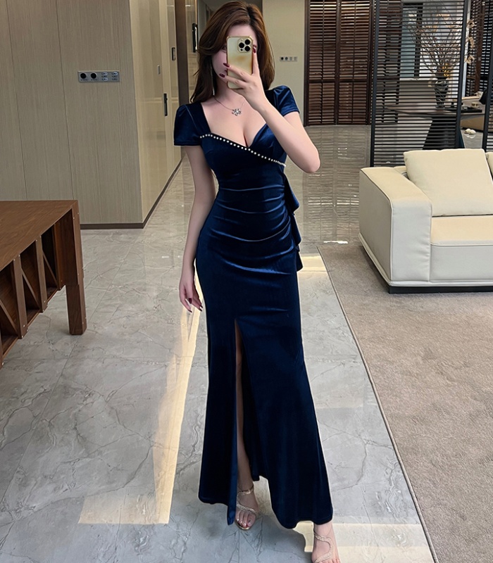 Sexy overalls evening dress slim long dress for women