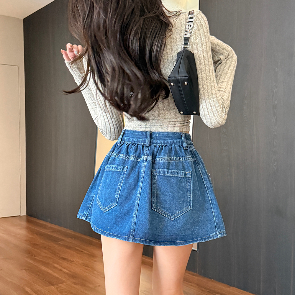 Slim anti emptied skirt denim Korean style short skirt