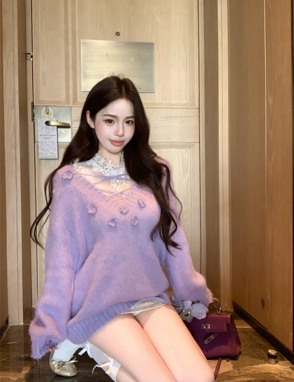 Stereoscopic flowers loose tender sweater