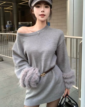 Fox fur knitted dress bottoming fur coat for women