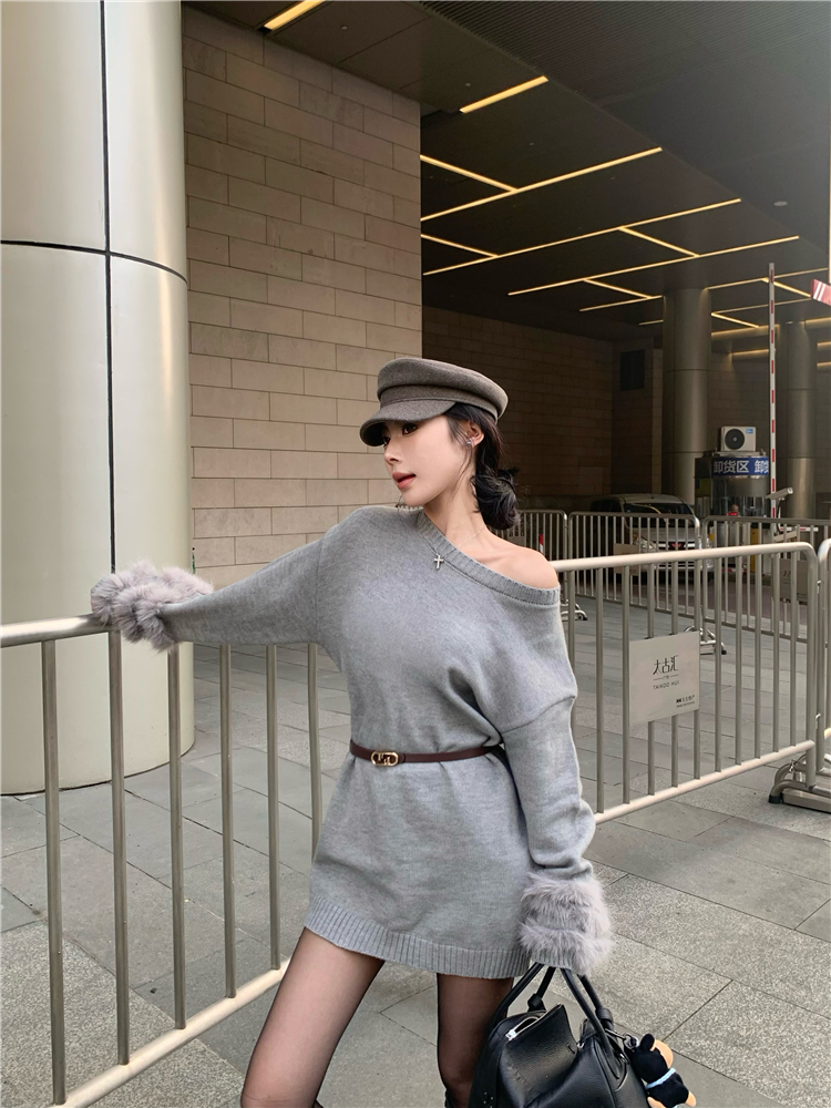 Fox fur knitted dress bottoming fur coat for women