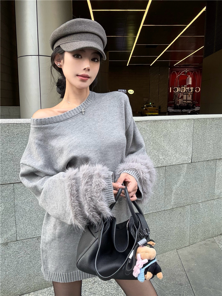 Fox fur knitted dress bottoming fur coat for women